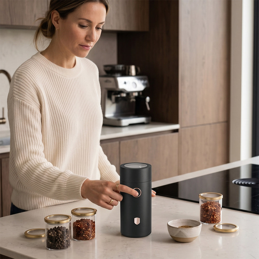 BerlingerHaus Electric Coffee Grinder / Coffee Bean Mill - Black Rose Gold - 150W