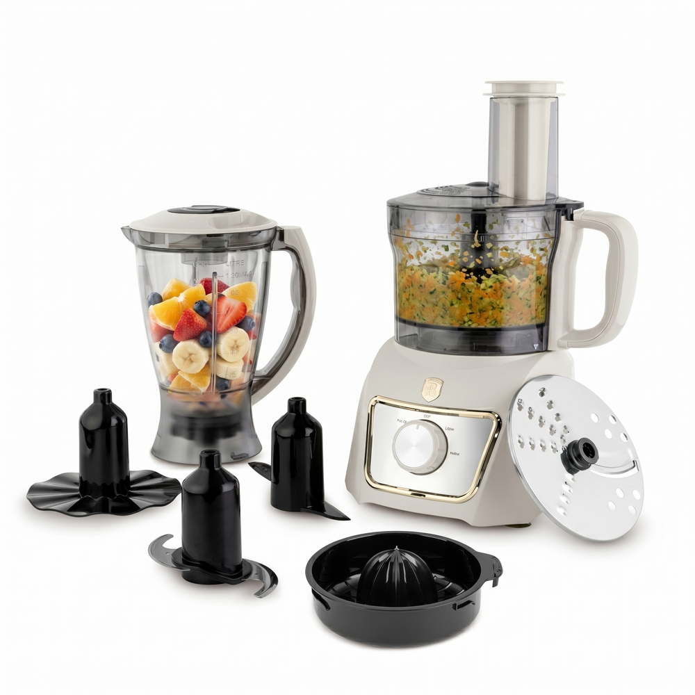 BerlingerHaus Food Processor / Food Chopper 8-in-1 Matte Cream - 500W