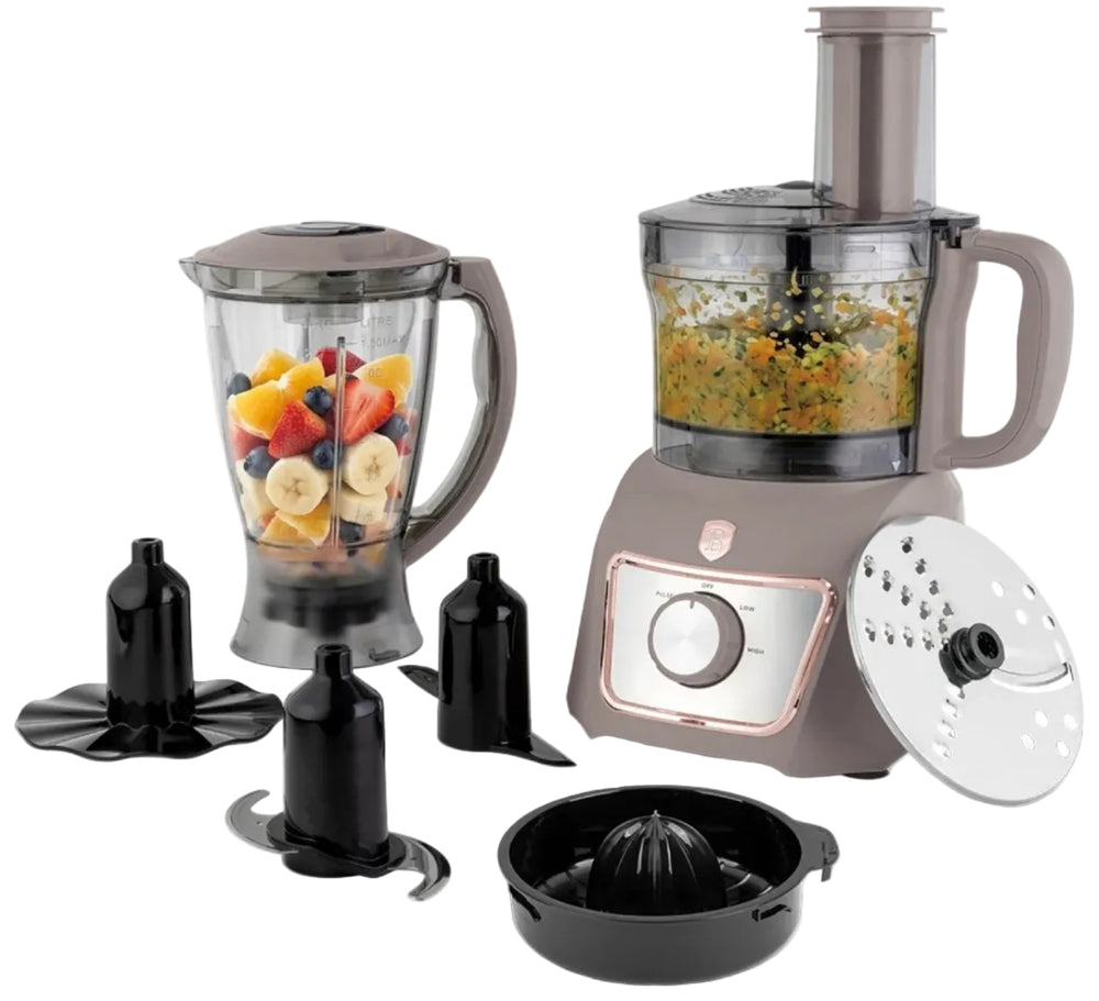 BerlingerHaus Food Processor / Food Chopper 8-in-1 Matte Taupe - 500W