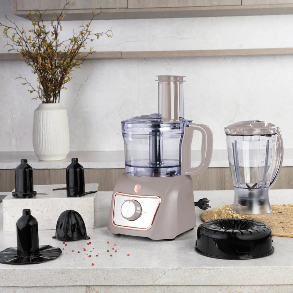 BerlingerHaus Food Processor / Food Chopper 8-in-1 Matte Taupe - 500W