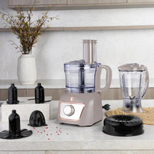 BerlingerHaus Food Processor / Food Chopper 8-in-1 Matte Taupe - 500W