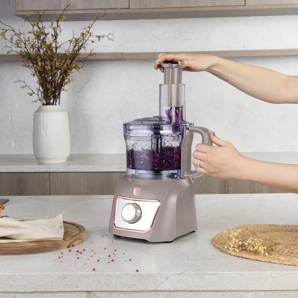 BerlingerHaus Food Processor / Food Chopper 8-in-1 Matte Taupe - 500W