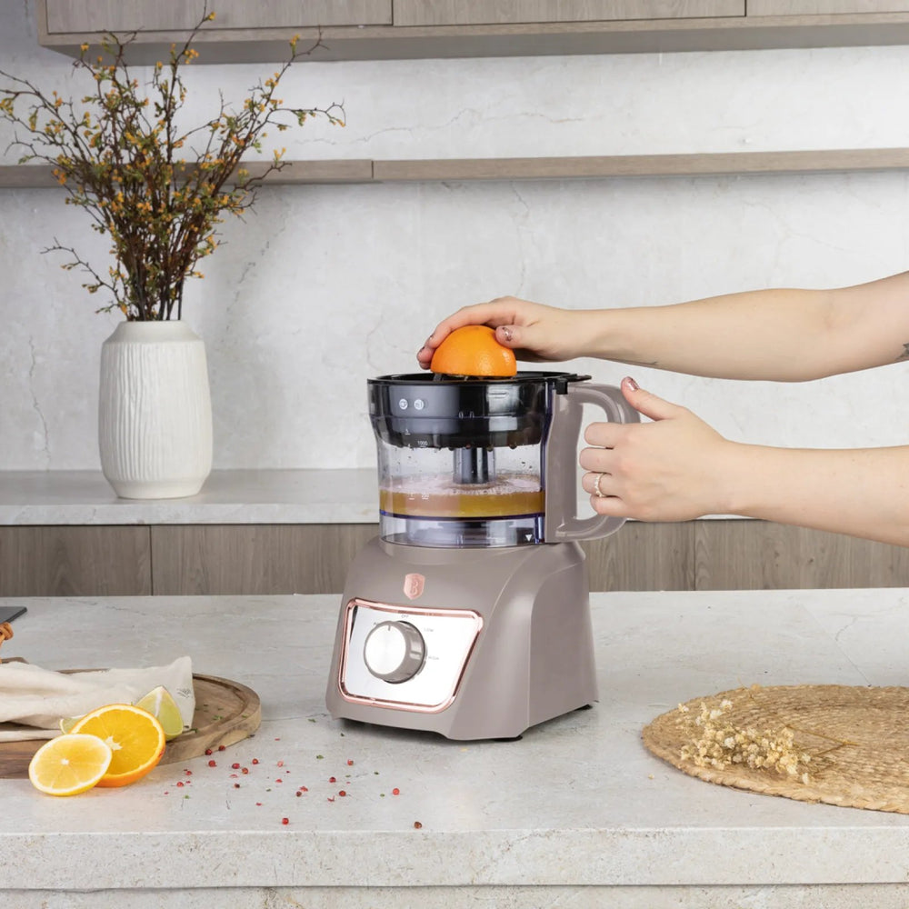 BerlingerHaus Food Processor / Food Chopper 8-in-1 Matte Taupe - 500W