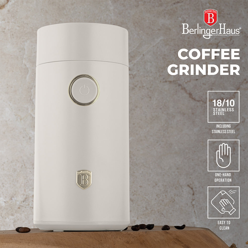 BerlingerHaus Molinillo de Café Eléctrico / Molinillo de Granos de Café - Mat Crème - 150W
