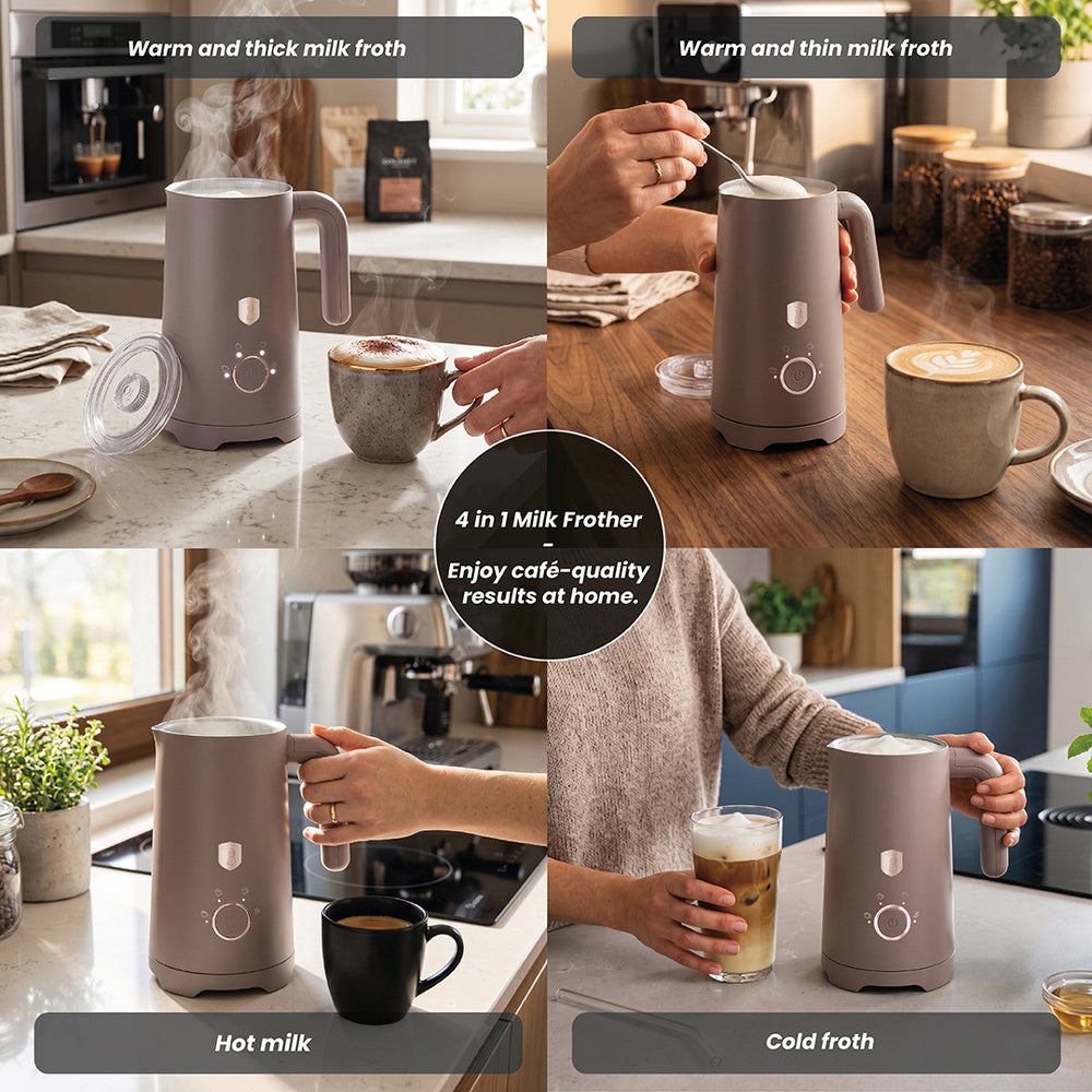 BerlingerHaus Electric Milk Frother 4-in-1 Taupe - 160 ml