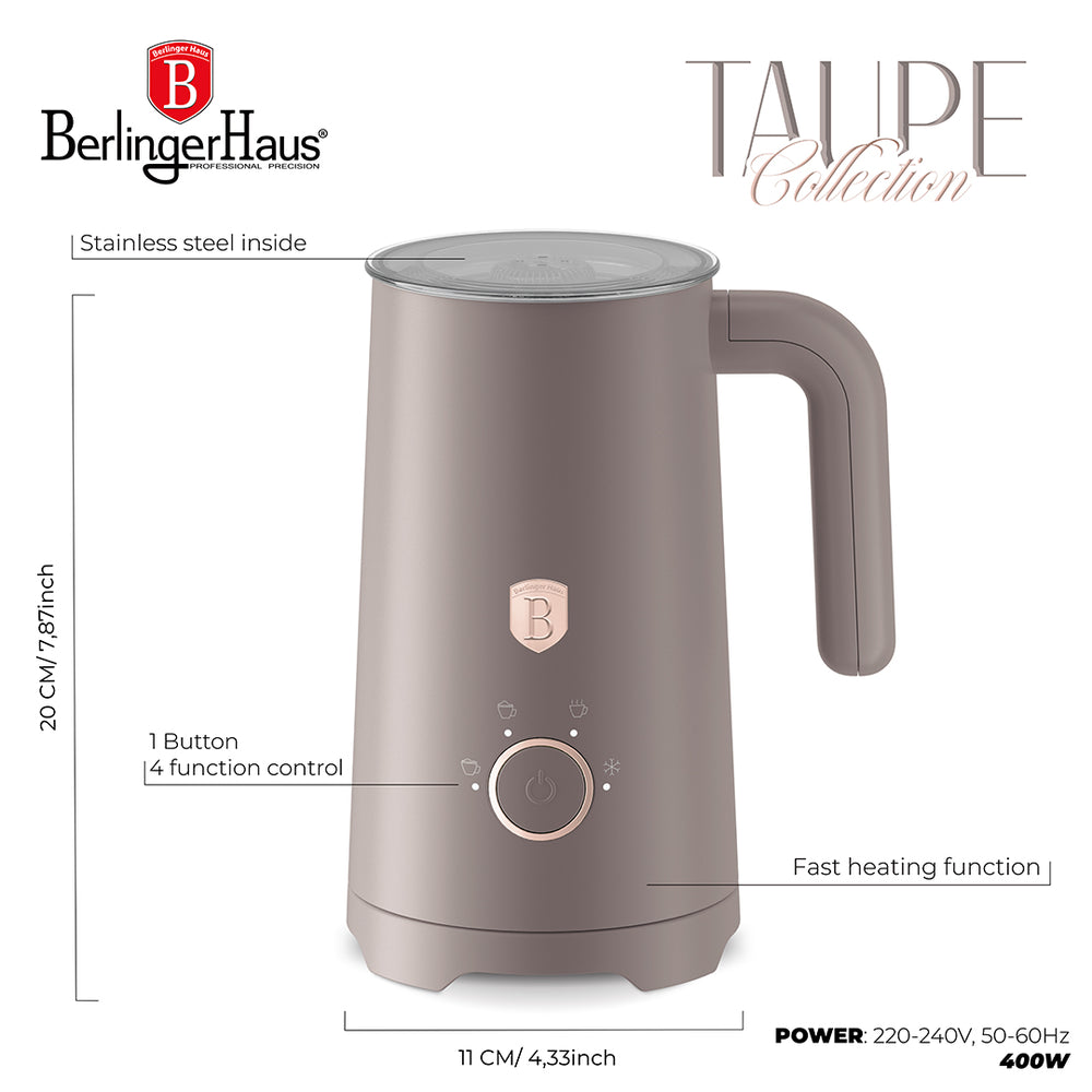 BerlingerHaus Electric Milk Frother 4-in-1 Taupe - 160 ml