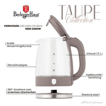BerlingerHaus Hervidor de Agua de Vidrio Taupe - 1.7 Litros - 2200W