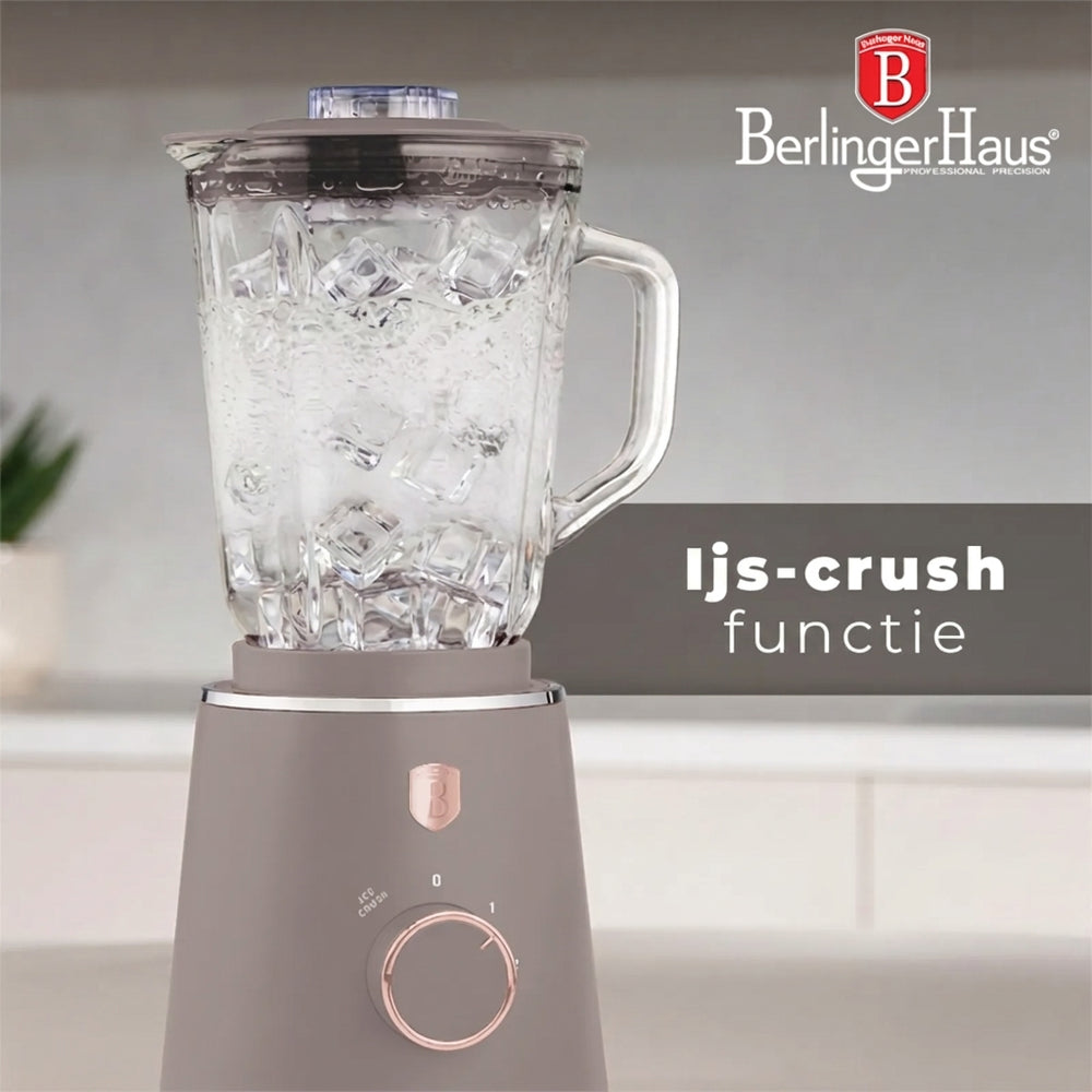 BerlingerHaus Licuadora Taupe - Jarra de Vidrio - 1.5 Litros - 1000W