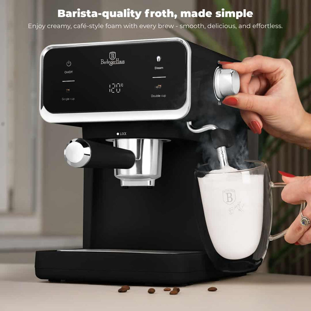 BerlingerHaus Espresso Machine / Piston Machine Digital Matte Black - 3-in-1 - 20 Bar - 1.0 Liter
