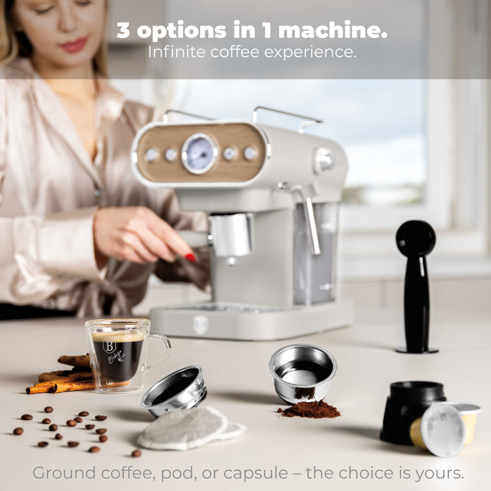 BerlingerHaus Espresso Machine / Piston Machine Digital Matte Cream - 3-in-1 - 20 Bar - 1.02 Liter