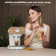 BerlingerHaus Espresso Machine / Piston Machine Digital Matte Cream - 3-in-1 - 20 Bar - 1.02 Liter