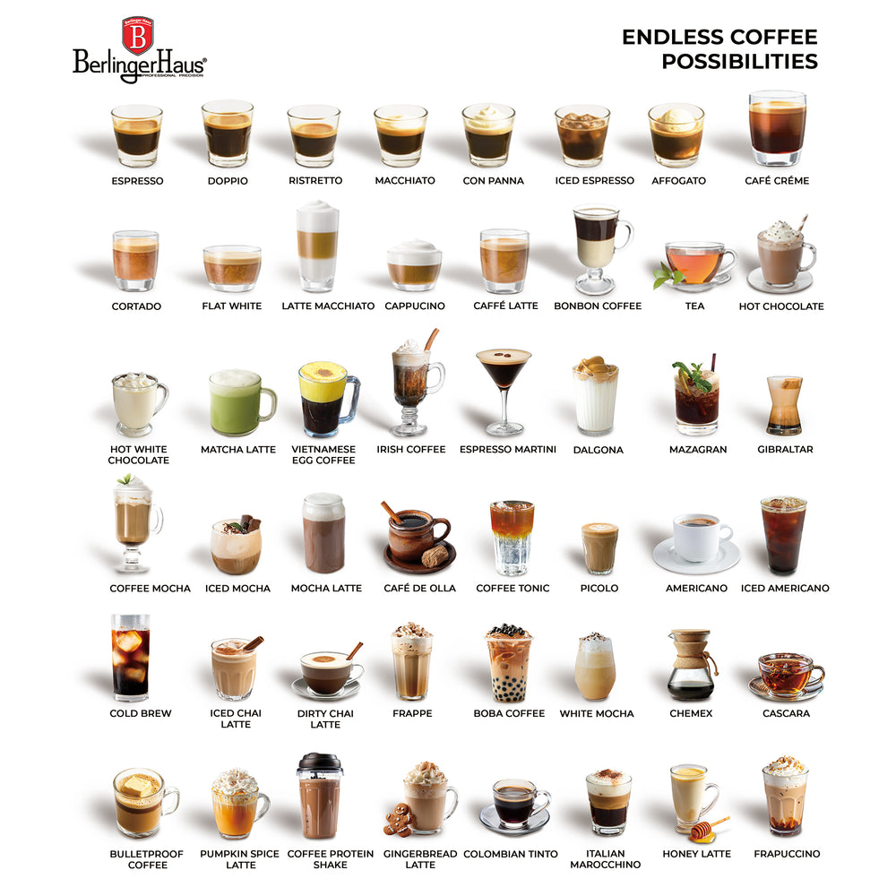 BerlingerHaus Espresso Machine / Piston Machine Digital Matte Cream - 3-in-1 - 20 Bar - 1.02 Liter
