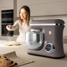 BerlingerHaus Robot de Cocina Taupe - Tazón de Acero Inoxidable 6 Litros - 1500W