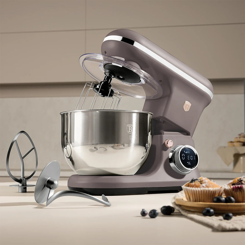BerlingerHaus Robot de Cocina Taupe - Tazón de Acero Inoxidable 6 Litros - 1500W
