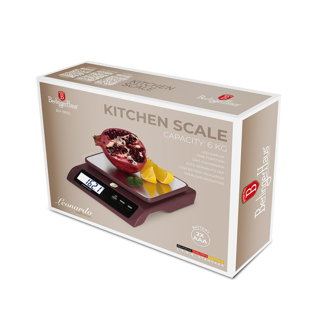 BerlingerHaus Báscula de Cocina Digital Burdeos - Máximo 6 kg