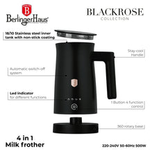 BerlingerHaus Espumador de Leche Eléctrico 4-en-1 Negro Rosado - 160 ml
