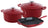 BK Cookware Set Bourgogne Chili Red Cast Iron 3-piece - Casserole ø 24, 28 cm & Grill Pan 26x26 cm - Suitable for All Heat Sources