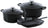 BK Cookware Set Bourgogne Jet Black Cast Iron 3-piece - Casserole ø 24, 28 cm & Grill Pan 26x26 cm - Suitable for All Heat Sources