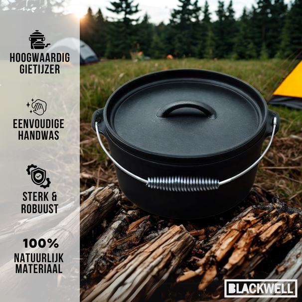 Blackwell Dutch oven / Cacerola con tapa - Hierro fundido - ø 25 cm / 4 litros - sin recubrimiento antiadherente