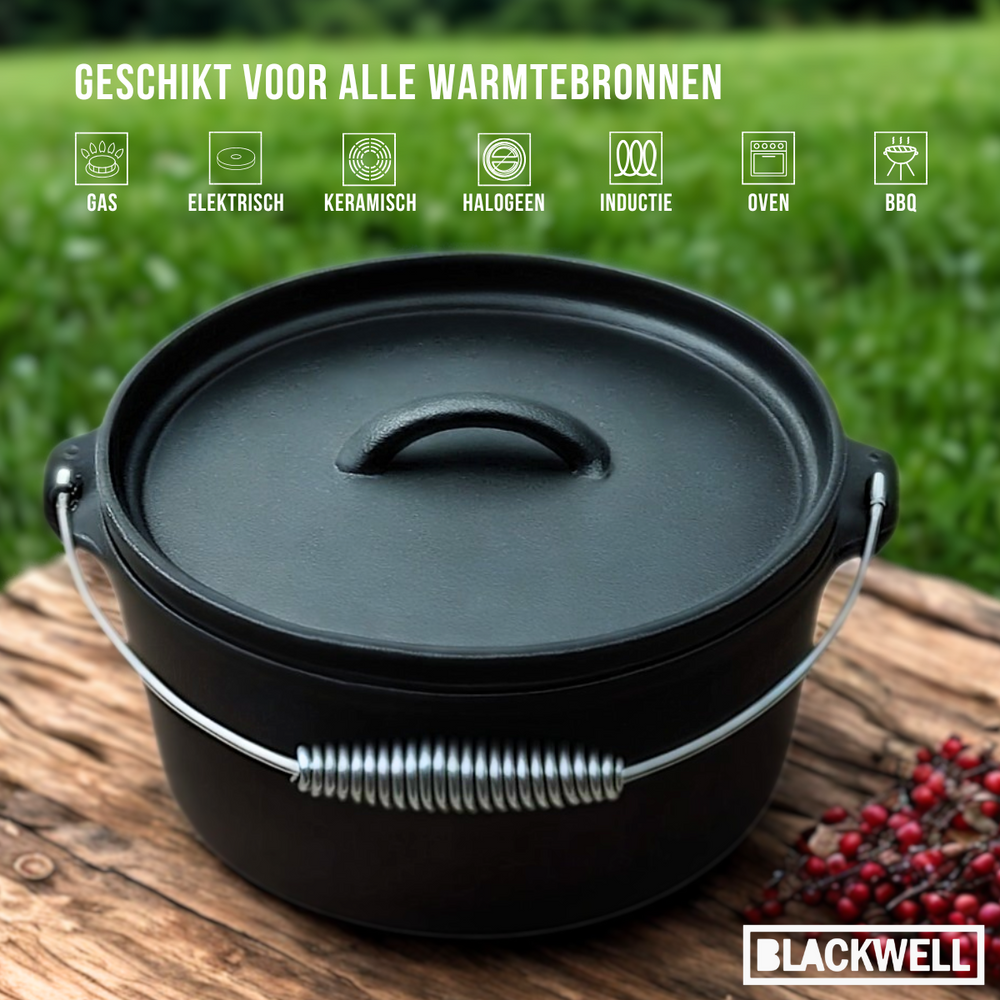 Blackwell Casserole Cast Iron / Dutch oven with lid - ø 25 cm / 4 liters - without non-stick coating