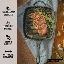 Blackwell Pan set cast iron – frying pan Ø 25 cm and grill pan 23 x 23 cm – suitable for all heat sources –  without non-stick coating 