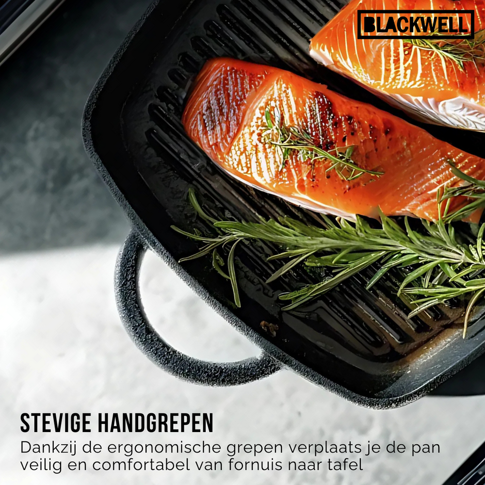 Blackwell Pan set cast iron – frying pan Ø 25 cm and grill pan 23 x 23 cm – suitable for all heat sources –  without non-stick coating 