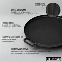 Blackwell grill plate cast iron BBQ / baking plate Ø 30 cm – without non-stick coating – double-sided