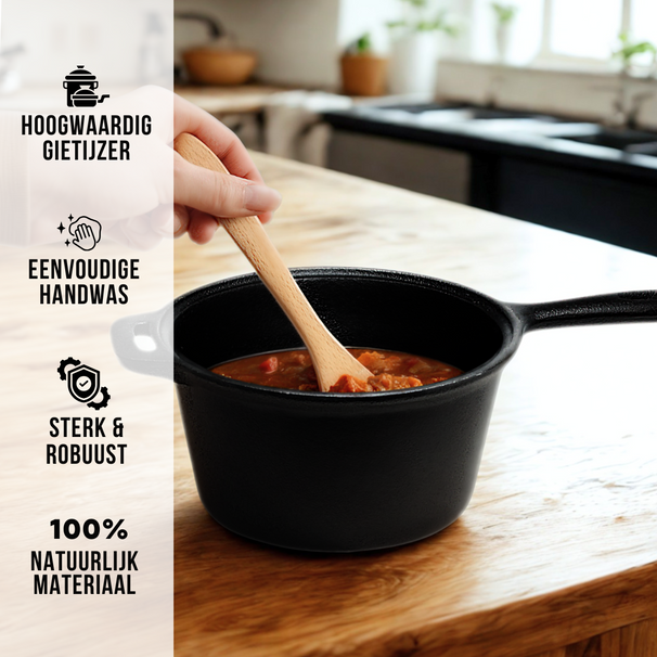 Blackwell Cazo de hierro fundido / Cazo con mango ø 18 cm - 1.5 litros - sin recubrimiento antiadherente