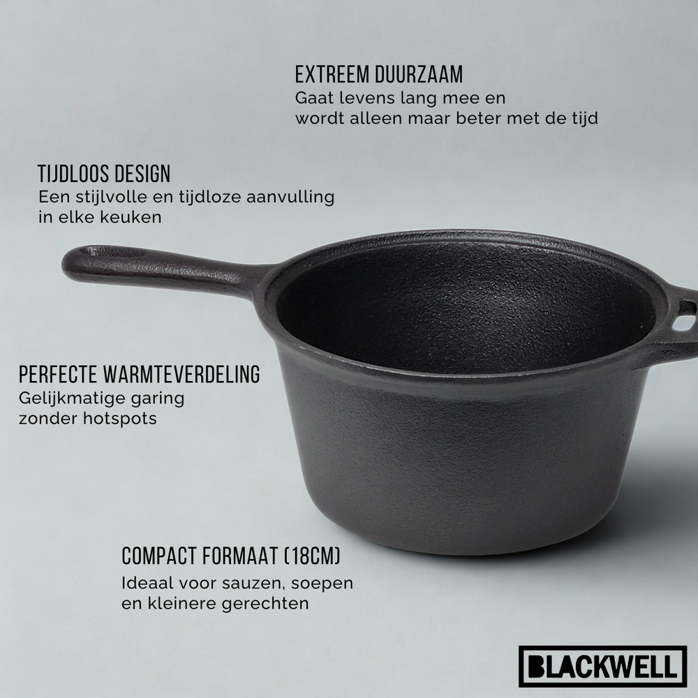 Blackwell Saucepan Cast Iron / Sauce Pan ø 18 cm - 1.5 liters - without non-stick coating
