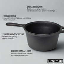 Blackwell Saucepan Cast Iron / Sauce Pan ø 18 cm - 1.5 liters - without non-stick coating
