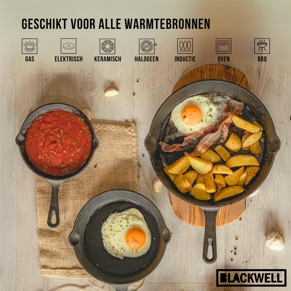 Blackwell Frying pan cast iron / skillet Ø 20 cm – suitable for all heat sources –  without non-stick coating 