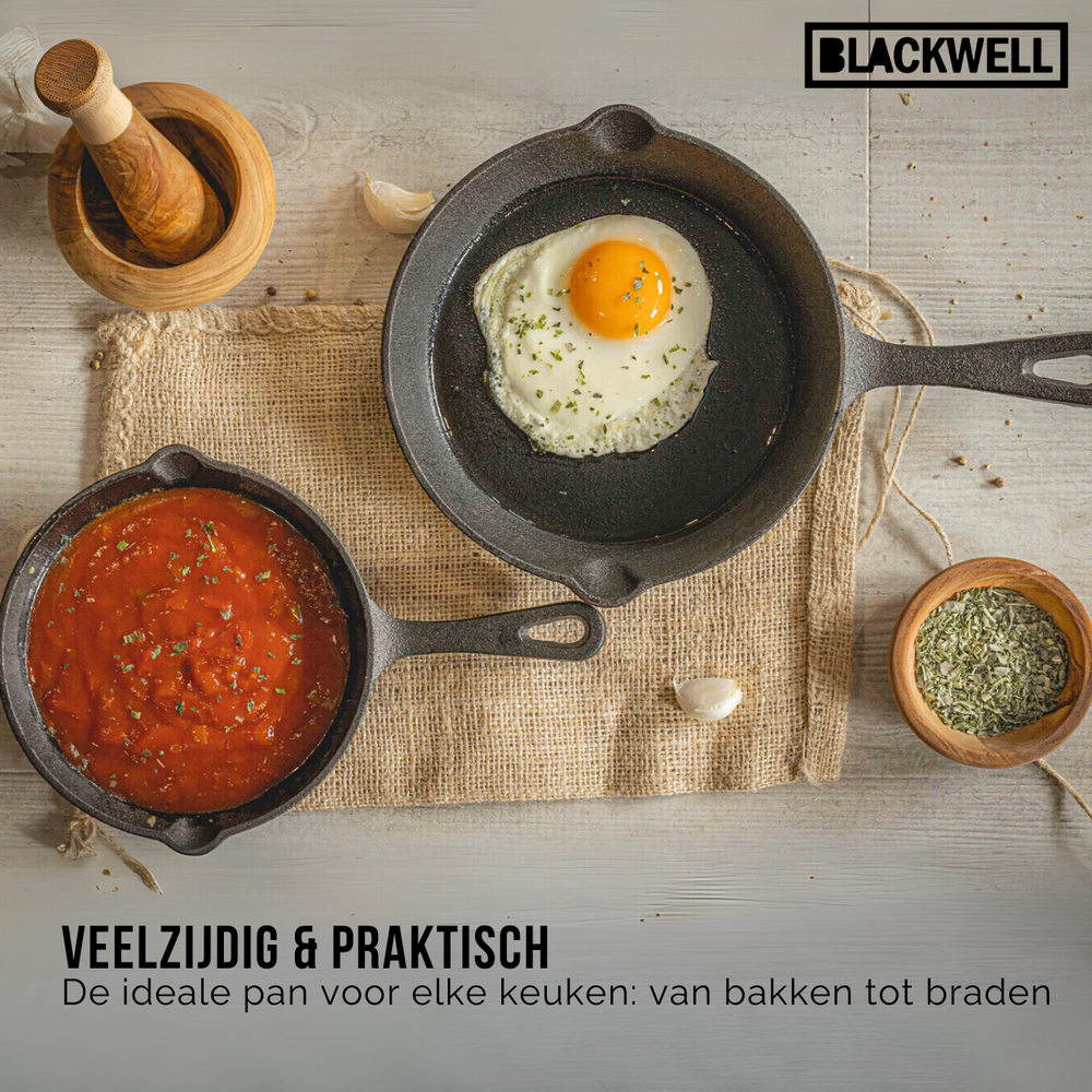 Blackwell Frying pan cast iron / skillet Ø 16 cm – suitable for all heat sources –  without non-stick coating 