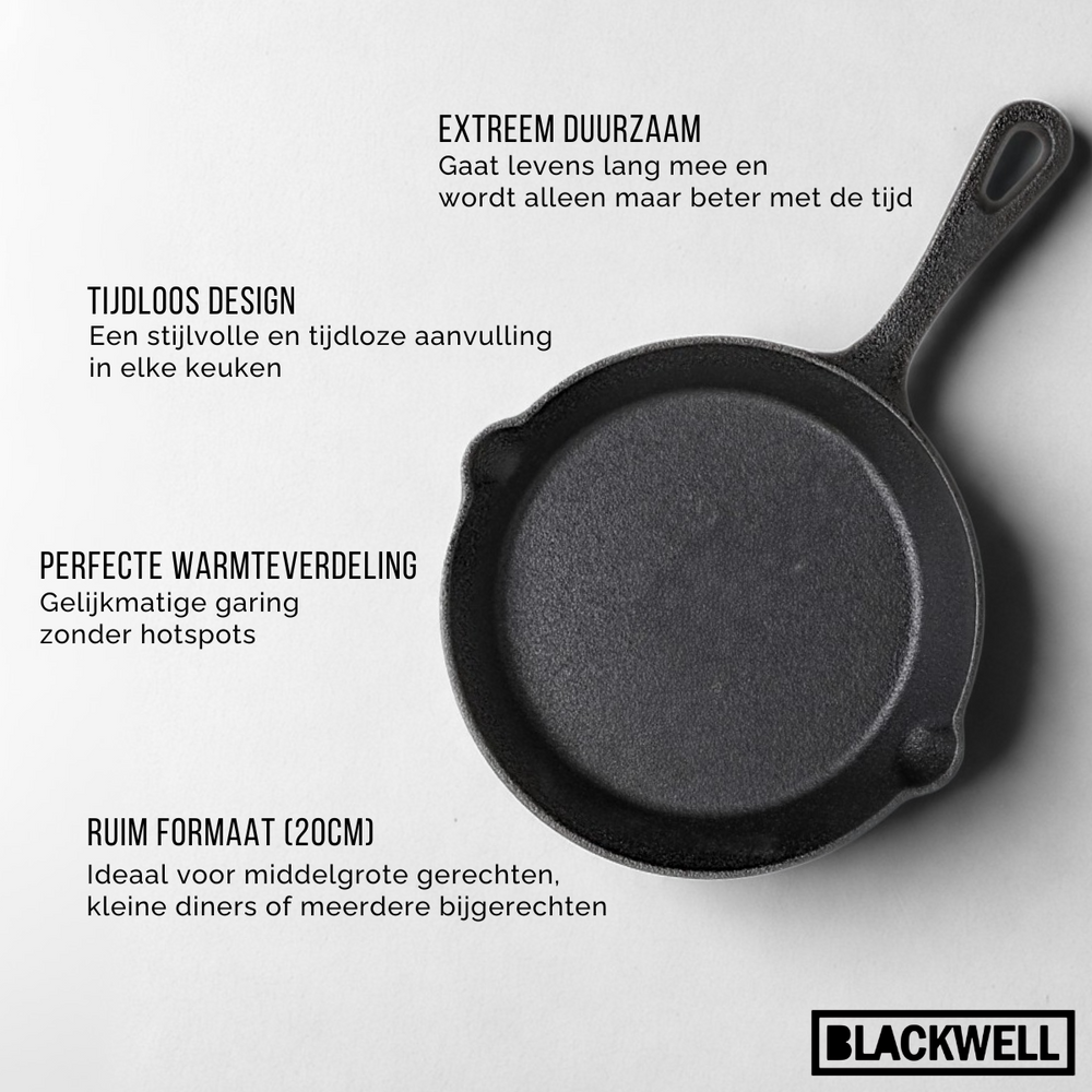 Blackwell Frying pan cast iron / skillet Ø 20 cm – suitable for all heat sources –  without non-stick coating 