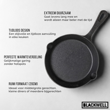 Blackwell Frying pan cast iron / skillet Ø 20 cm – suitable for all heat sources –  without non-stick coating 