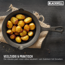 Blackwell Pan set cast iron – frying pan Ø 25 cm and grill pan 23 x 23 cm – suitable for all heat sources –  without non-stick coating 