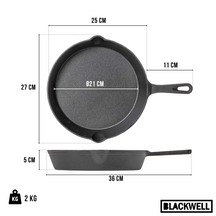 Blackwell Frying pan cast iron / skillet Ø 25 cm – suitable for all heat sources –  without non-stick coating 
