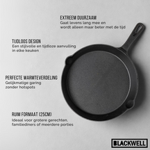 Blackwell Frying pan cast iron / skillet Ø 25 cm – suitable for all heat sources –  without non-stick coating 
