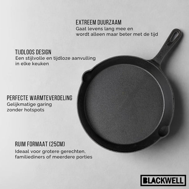 Set de sartenes Blackwell Skillets de hierro fundido 3 piezas ø 16, 20 y 25 cm - apto para todas las fuentes de calor - sin recubrimiento antiadherente