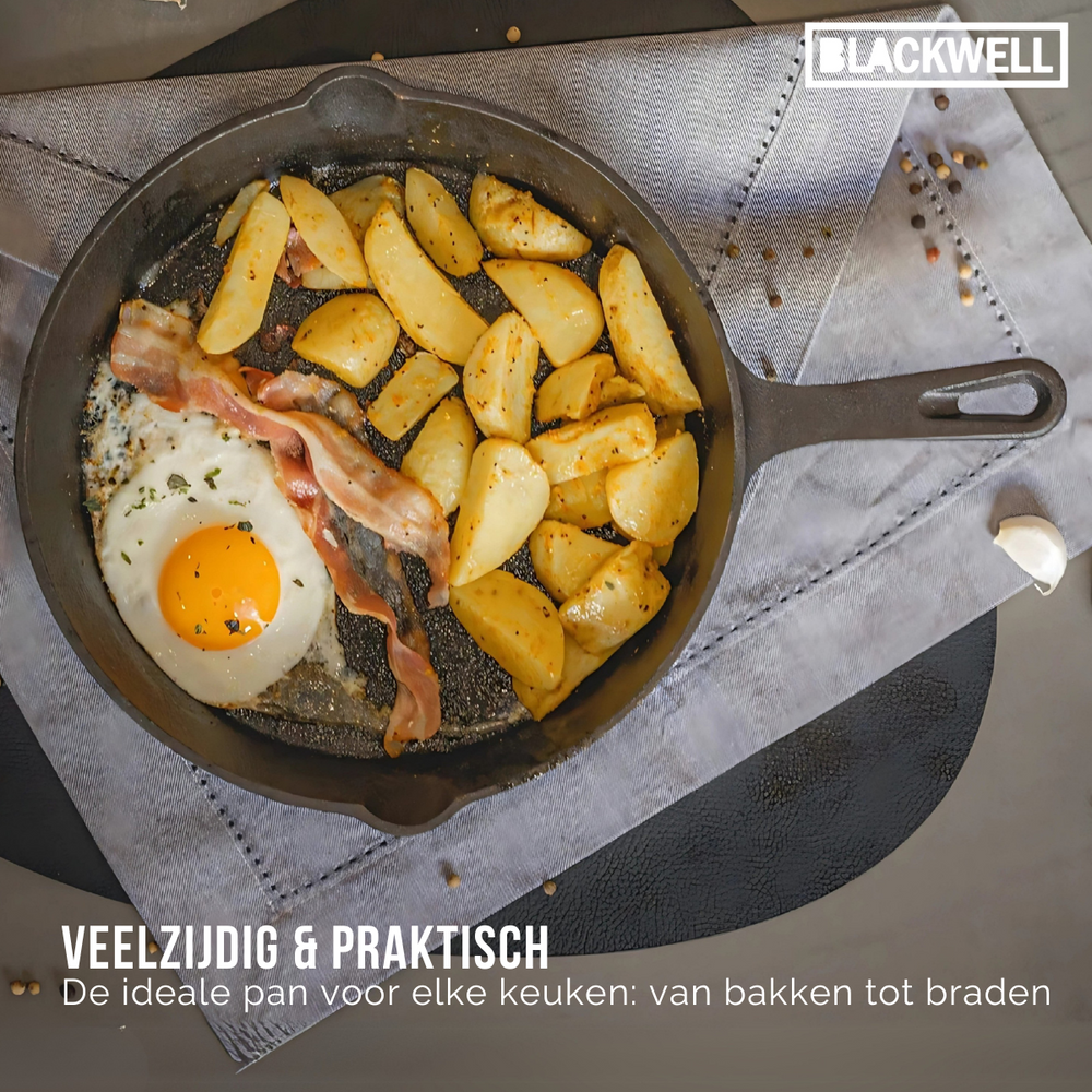 Blackwell Frying pan cast iron / skillet Ø 25 cm – suitable for all heat sources –  without non-stick coating 