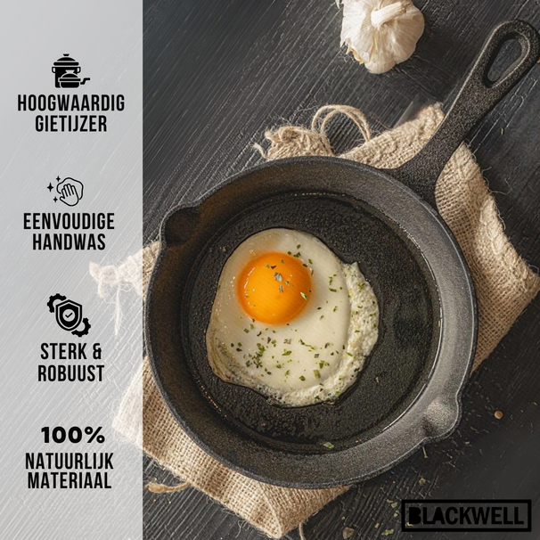 Sartén Blackwell Skillet de hierro fundido ø 20 cm - apto para todas las fuentes de calor - sin recubrimiento antiadherente