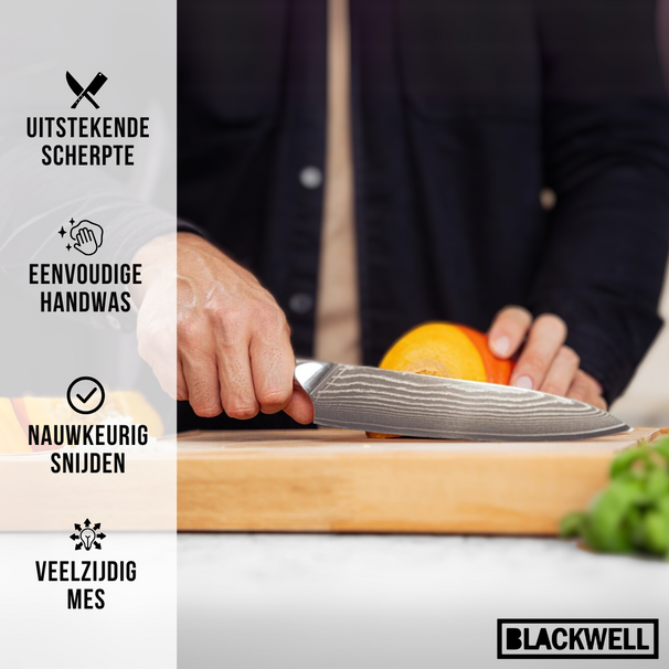 Cuchillo de chef Blackwell estilo japonés - 67 capas de acero damasco - VG10 - 20 cm