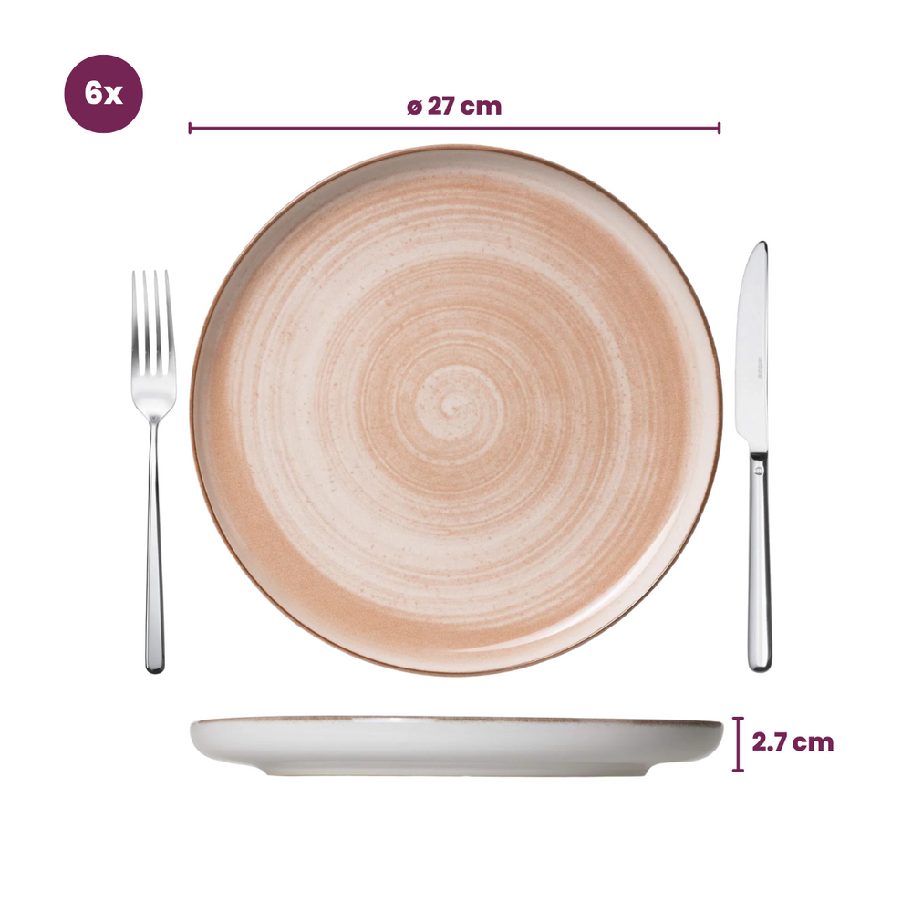 Cosy & Trendy Dinner Plates Baltic Peach ø 27 cm - 6 pieces