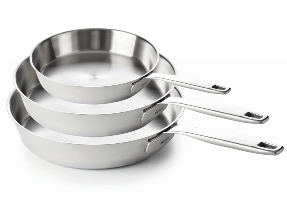Set de sartenes Beka Maestro de acero inoxidable 3 piezas ø 20, 24 y 28 cm - apto para todas las fuentes de calor - sin revestimiento antiadherente