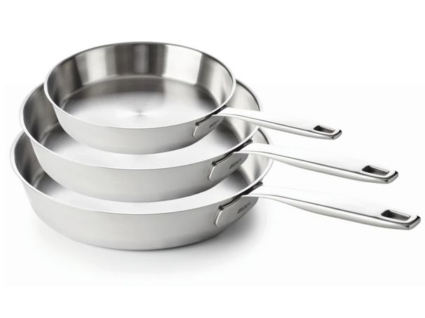 Set de sartenes Beka Maestro de acero inoxidable 3 piezas ø 20, 24 y 28 cm - apto para todas las fuentes de calor - sin revestimiento antiadherente