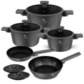 BerlingerHaus Cookware Set Matt Anthracite 7-Piece - Cooking Pot Ø 20, 24, 28 cm, Frying Pan Ø 20 & 24 cm - Suitable for All Heat Sources