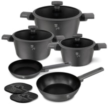 BerlingerHaus Cookware Set Matt Anthracite 7-Piece - Cooking Pot Ø 20, 24, 28 cm, Frying Pan Ø 20 & 24 cm - Suitable for All Heat Sources