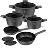 BerlingerHaus Cookware Set Matt Anthracite 7-Piece - Cooking Pot Ø 20, 24, 28 cm, Frying Pan Ø 20 & 24 cm - Suitable for All Heat Sources