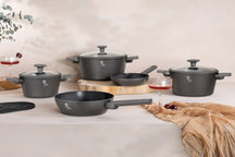 BerlingerHaus Cookware Set Matt Anthracite 7-Piece - Cooking Pot Ø 20, 24, 28 cm, Frying Pan Ø 20 & 24 cm - Suitable for All Heat Sources
