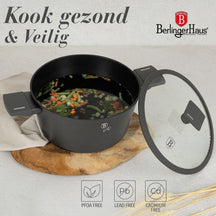 BerlingerHaus Cookware Set Matt Anthracite 7-Piece - Cooking Pot Ø 20, 24, 28 cm, Frying Pan Ø 20 & 24 cm - Suitable for All Heat Sources