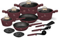 BerlingerHaus Cookware Set Matt Burgundy 11-Piece - Cooking Pot ø 20, 24, 28 cm, Frying Pan ø 24, 28 cm & Saucepan ø 16 cm - Suitable for All Heat Sources
